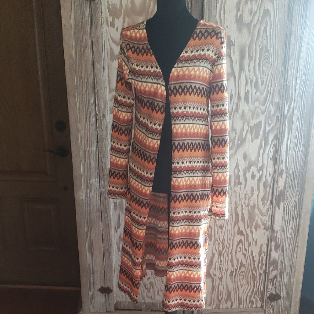 Vibrant Orange and Black Striped Cardigan